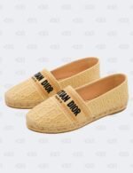 New Christian Dior Beige Granville Oblique Raffia Flat Espradille Size 38