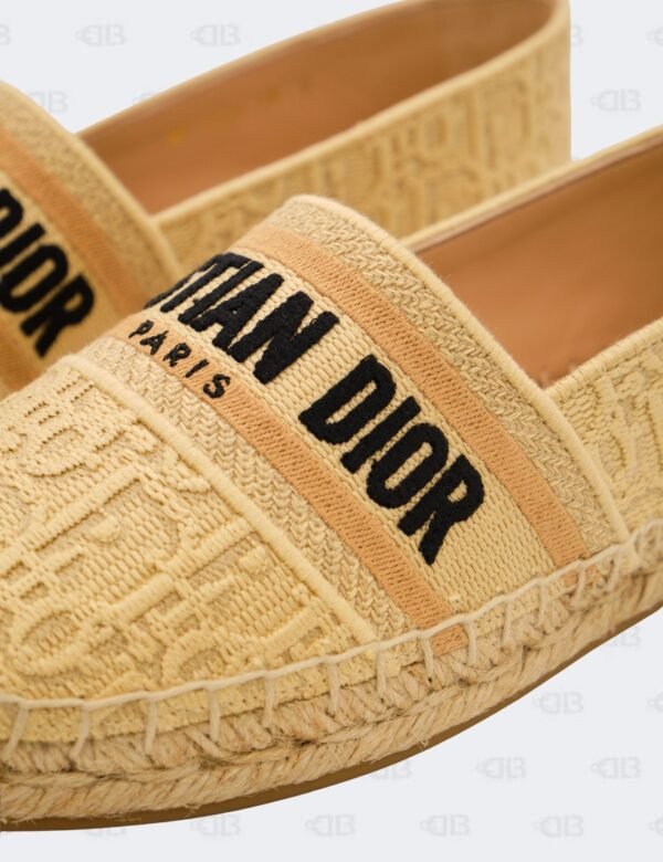 New Christian Dior Beige Granville Oblique Raffia Flat Espradille Size 38