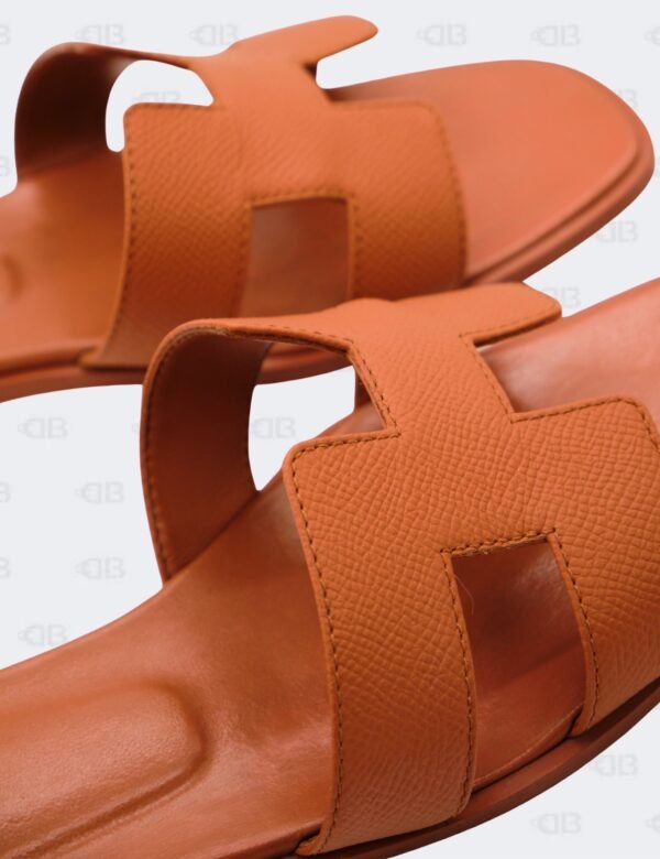 Hermes Oran Tan Epsom Slide Flats Size 39 1/2