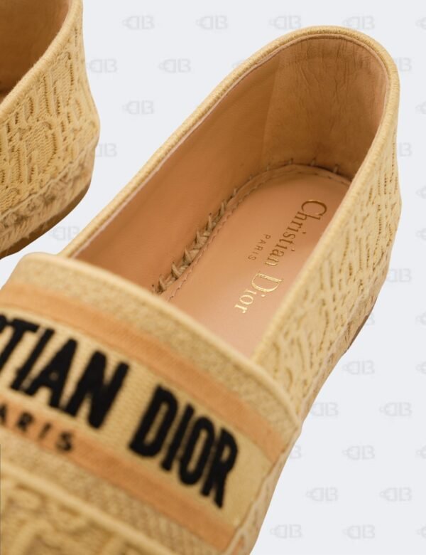 New Christian Dior Beige Granville Oblique Raffia Flat Espradille Size 38