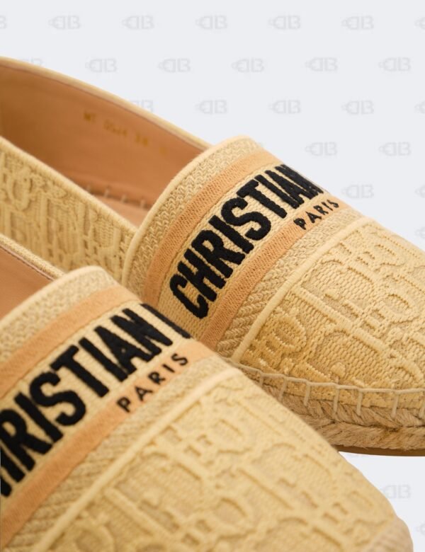 New Christian Dior Beige Granville Oblique Raffia Flat Espradille Size 38
