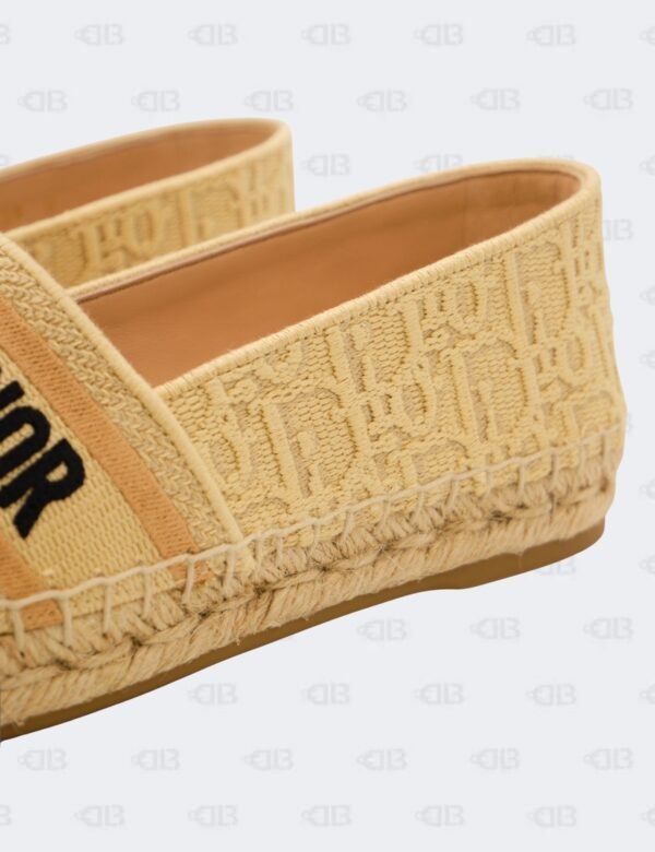 New Christian Dior Beige Granville Oblique Raffia Flat Espradille Size 38