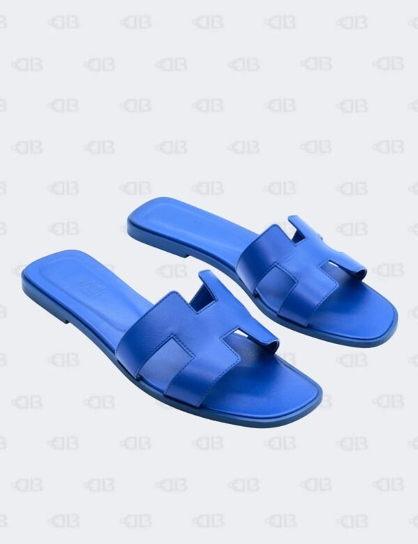Hermès Oran Bleu Electrique Slide Flats Size 39 1/2