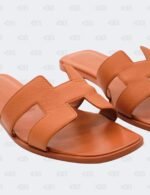 Hermes Oran Tan Epsom Slide Flats Size 39 1/2