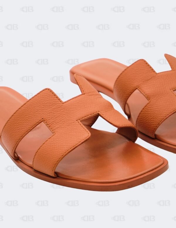 Hermes Oran Tan Epsom Slide Flats Size 39 1/2