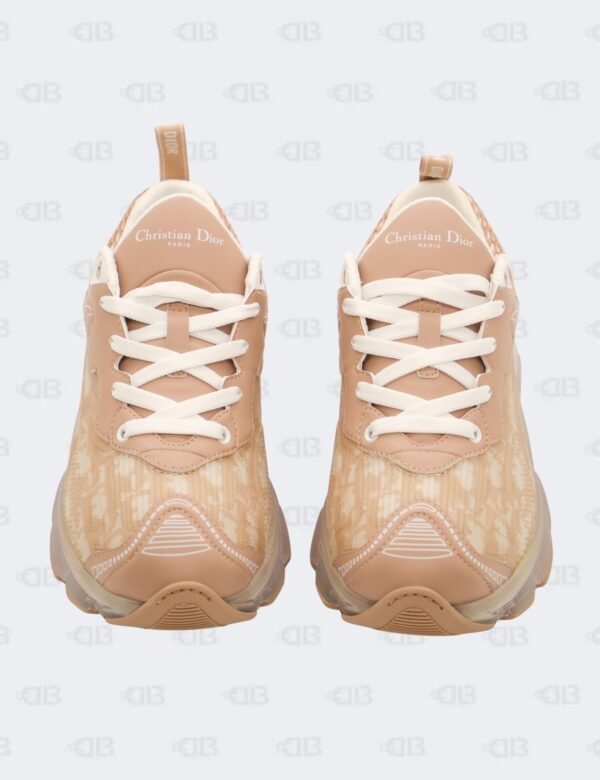 New Christian Dior White/Nude Oblique Leather and Rubber Vibe Sneakers Size 39 1/2