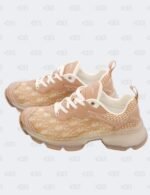 New Christian Dior White/Nude Oblique Leather and Rubber Vibe Sneakers Size 39 1/2