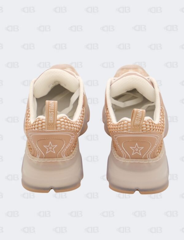 New Christian Dior White/Nude Oblique Leather and Rubber Vibe Sneakers Size 39 1/2