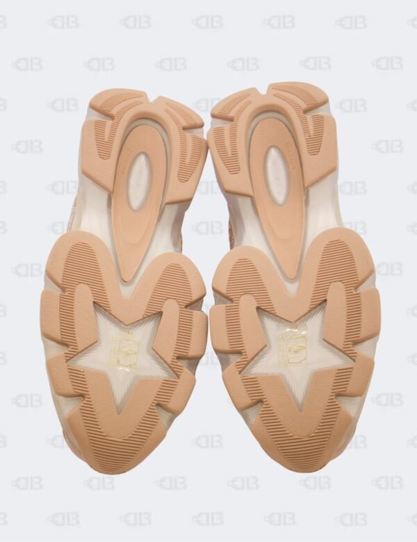 New Christian Dior White/Nude Oblique Leather and Rubber Vibe Sneakers Size 39 1/2