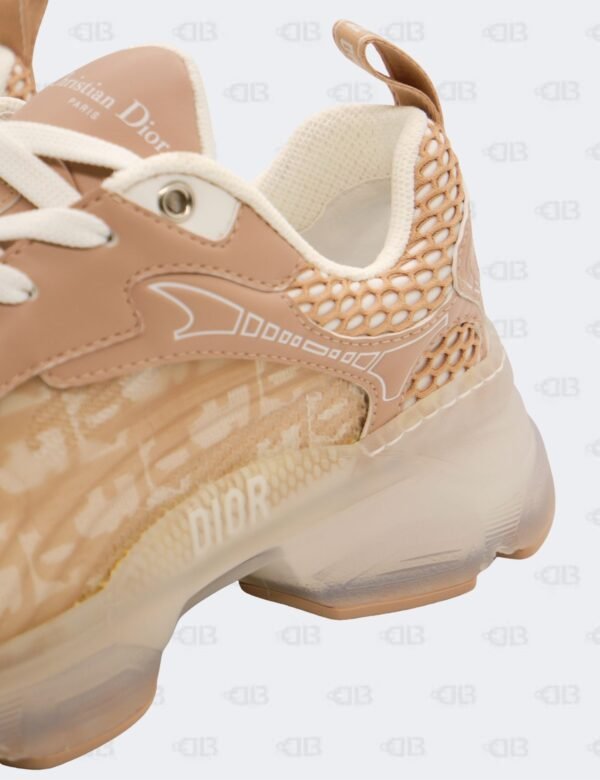 New Christian Dior White/Nude Oblique Leather and Rubber Vibe Sneakers Size 39 1/2