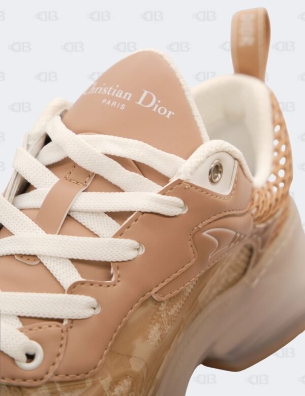 New Christian Dior White/Nude Oblique Leather and Rubber Vibe Sneakers Size 39 1/2