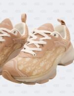 New Christian Dior White/Nude Oblique Leather and Rubber Vibe Sneakers Size 39 1/2