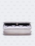 Chanel Metallic Quilted Gradient Silver Clutch with Chain Waist Bag