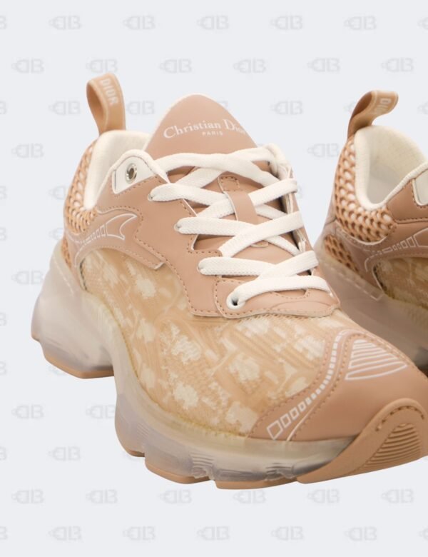 New Christian Dior White/Nude Oblique Leather and Rubber Vibe Sneakers Size 39 1/2