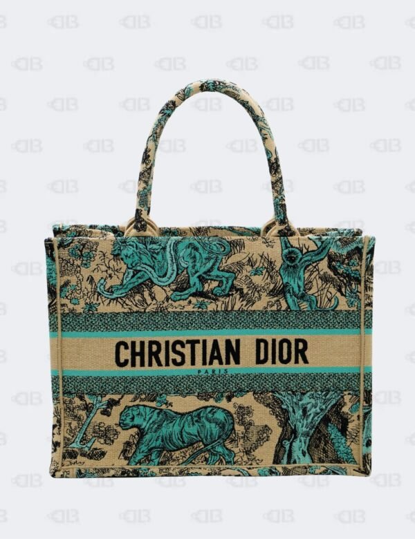 Christian Dior Green/Beige Aquamarina Embroidered Tote Bag