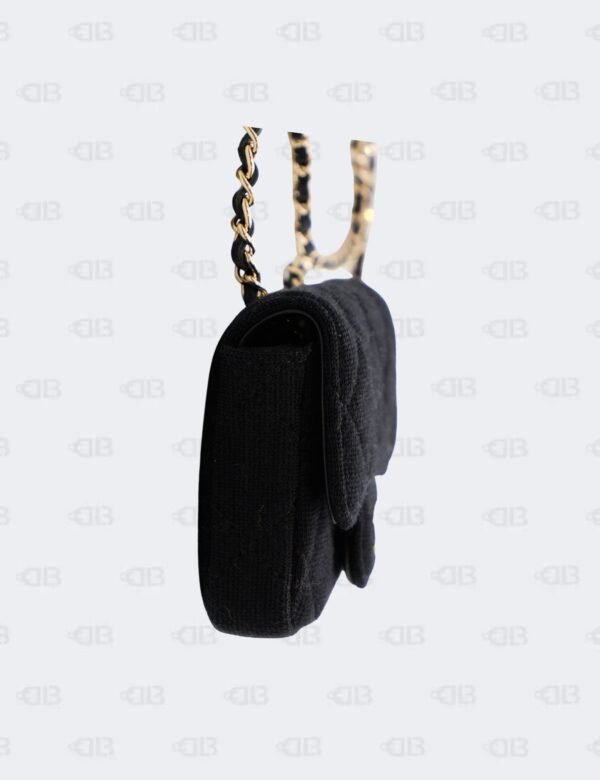 Chanel Black Quilted Jersey Leather Mini Flap Waist Bag