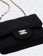 Chanel Black Quilted Jersey Leather Mini Flap Waist Bag
