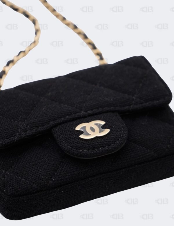 Chanel Black Quilted Jersey Leather Mini Flap Waist Bag