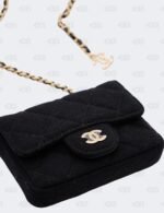 Chanel Black Quilted Jersey Leather Mini Flap Waist Bag