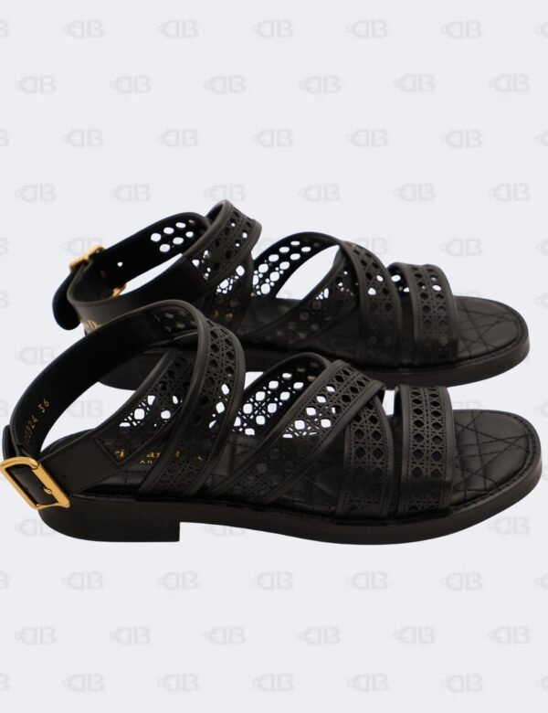 New Christian Dior Black Noir Micro Cannage D-Avenue Sandals Size 36