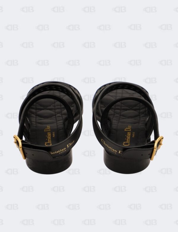 New Christian Dior Black Noir Micro Cannage D-Avenue Sandals Size 36