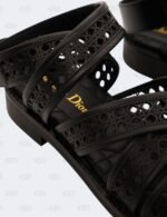 New Christian Dior Black Noir Micro Cannage D-Avenue Sandals Size 36