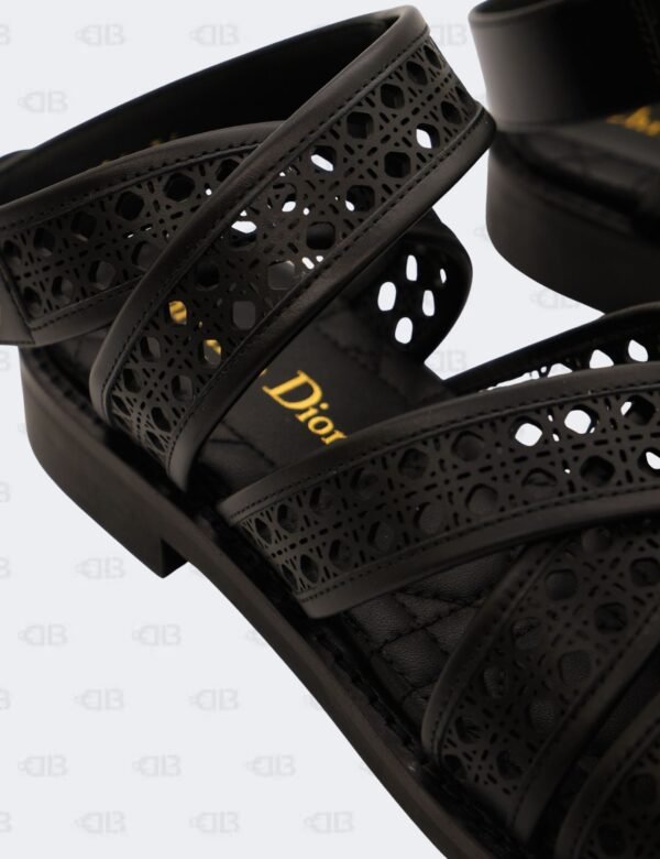New Christian Dior Black Noir Micro Cannage D-Avenue Sandals Size 36