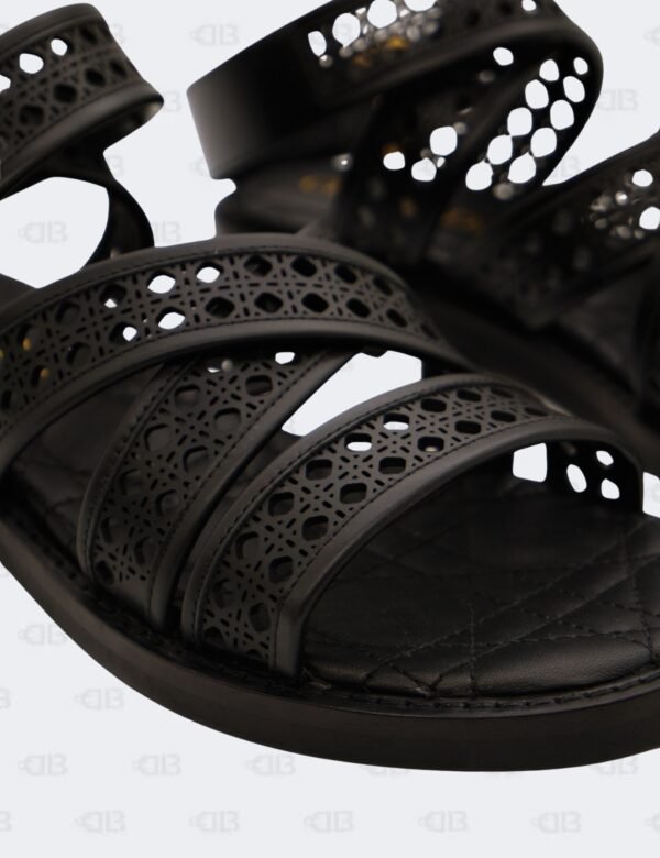 New Christian Dior Black Noir Micro Cannage D-Avenue Sandals Size 36