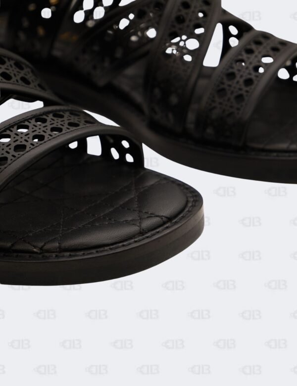 New Christian Dior Black Noir Micro Cannage D-Avenue Sandals Size 36