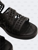 New Christian Dior Black Noir Micro Cannage D-Avenue Sandals Size 36