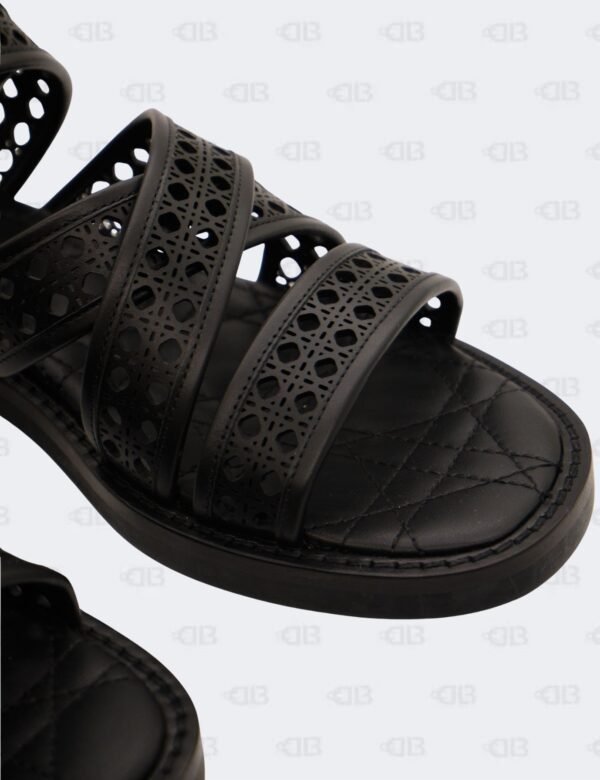 New Christian Dior Black Noir Micro Cannage D-Avenue Sandals Size 36