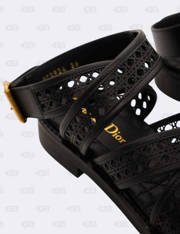 New Christian Dior Black Noir Micro Cannage D-Avenue Sandals Size 36