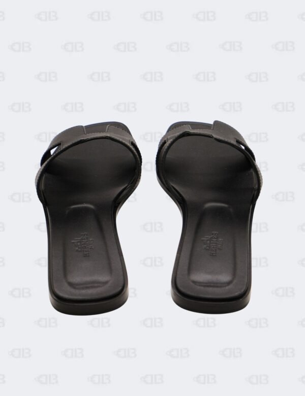 Hermes Oran Black Epsom Slide Flats Size 39 1/2