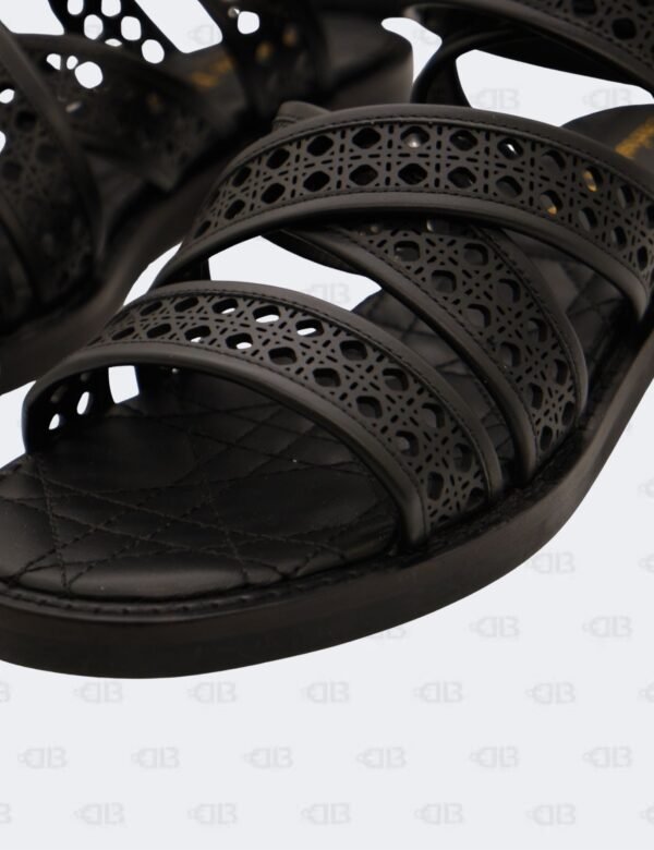 New Christian Dior Black Noir Micro Cannage D-Avenue Sandals Size 36