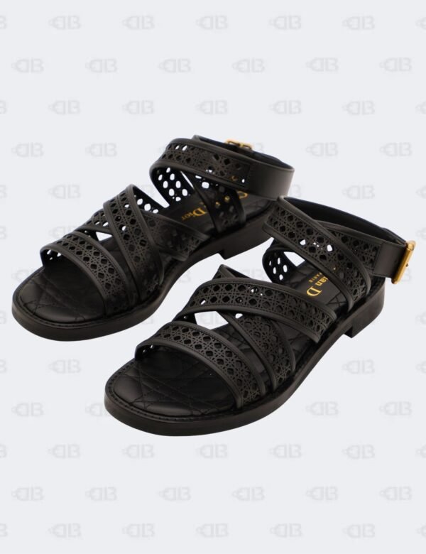 New Christian Dior Black Noir Micro Cannage D-Avenue Sandals Size 36
