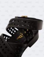 New Christian Dior Black Noir Micro Cannage D-Avenue Sandals Size 36