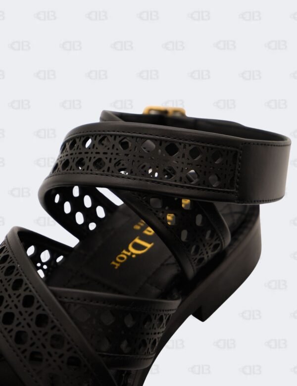New Christian Dior Black Noir Micro Cannage D-Avenue Sandals Size 36