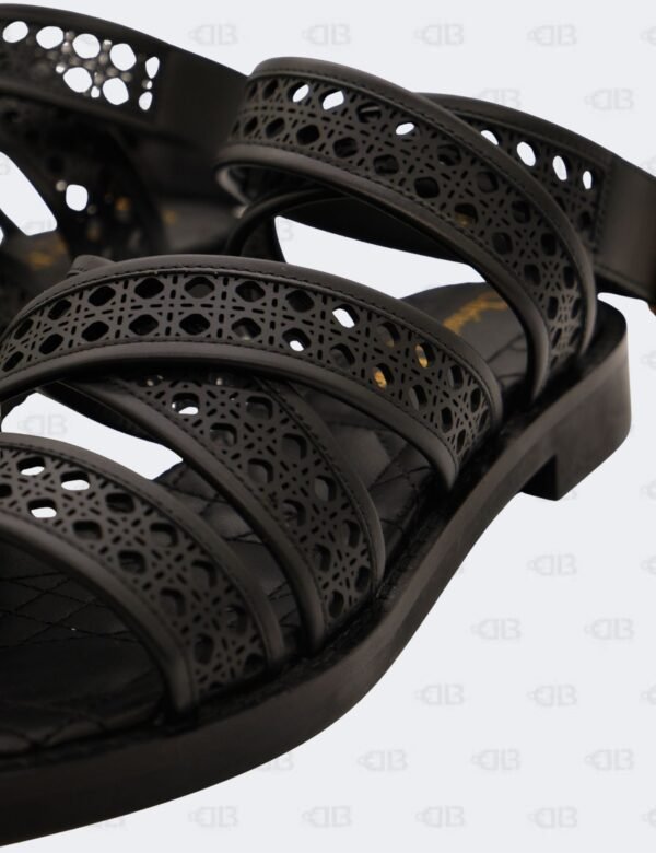 New Christian Dior Black Noir Micro Cannage D-Avenue Sandals Size 36