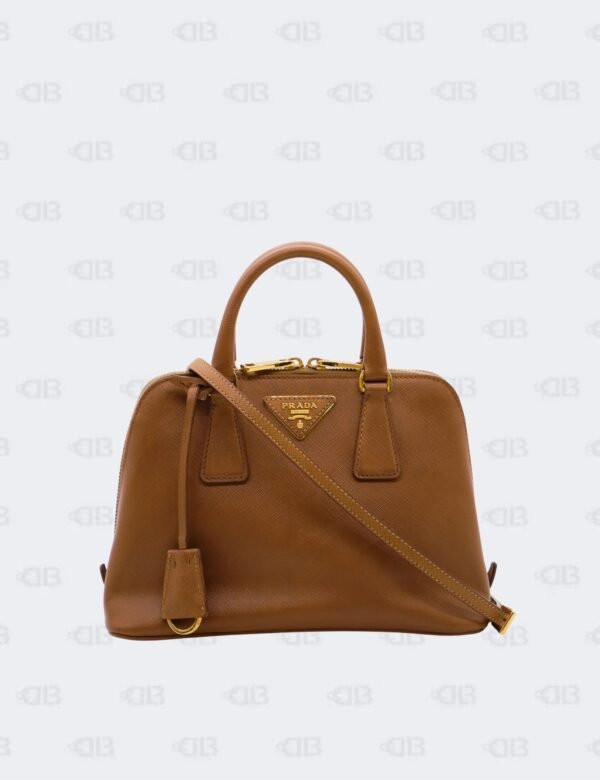 Prada Tan Saffiano Lux Leather Small Promenade Tote Bag