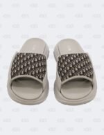 New Christian Dior M-Grey H-Town Oblique Canvas adn Rubber Slide Sandals Size 41 1/2