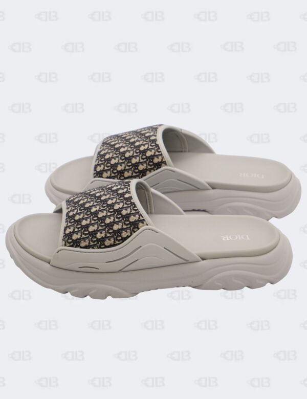 New Christian Dior M-Grey H-Town Oblique Canvas adn Rubber Slide Sandals Size 41 1/2