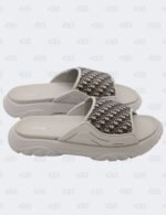 New Christian Dior M-Grey H-Town Oblique Canvas adn Rubber Slide Sandals Size 41 1/2