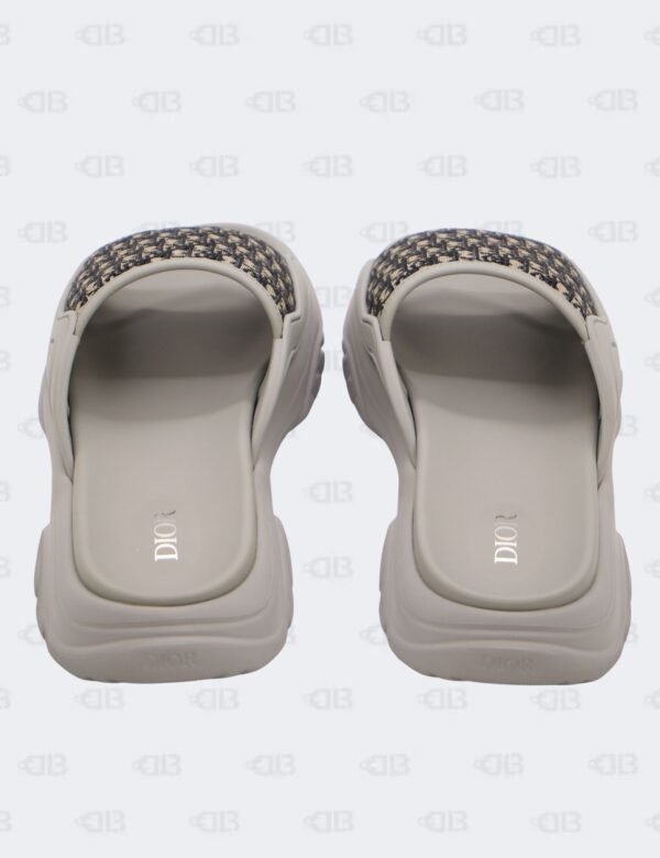 New Christian Dior M-Grey H-Town Oblique Canvas adn Rubber Slide Sandals Size 41 1/2