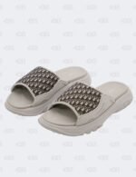 New Christian Dior M-Grey H-Town Oblique Canvas adn Rubber Slide Sandals Size 41 1/2