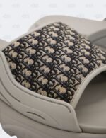 New Christian Dior M-Grey H-Town Oblique Canvas adn Rubber Slide Sandals Size 41 1/2
