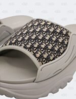 New Christian Dior M-Grey H-Town Oblique Canvas adn Rubber Slide Sandals Size 41 1/2