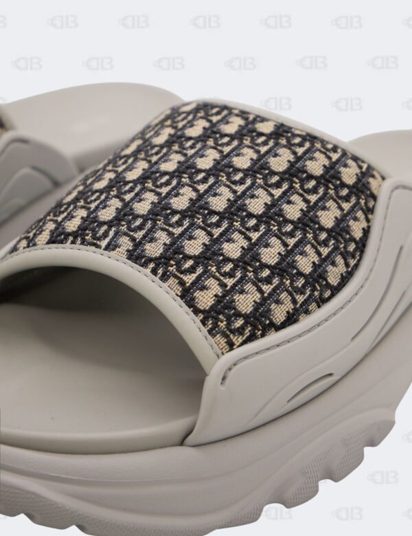 New Christian Dior M-Grey H-Town Oblique Canvas adn Rubber Slide Sandals Size 41 1/2