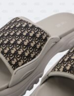 New Christian Dior M-Grey H-Town Oblique Canvas adn Rubber Slide Sandals Size 41 1/2