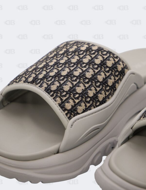 New Christian Dior M-Grey H-Town Oblique Canvas adn Rubber Slide Sandals Size 41 1/2