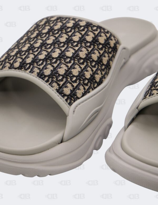 New Christian Dior M-Grey H-Town Oblique Canvas adn Rubber Slide Sandals Size 41 1/2
